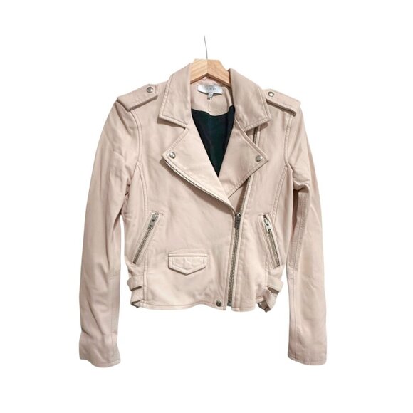 IRO Ashville cropped washed-leather biker jacket, Nude - Picture 3 of 16